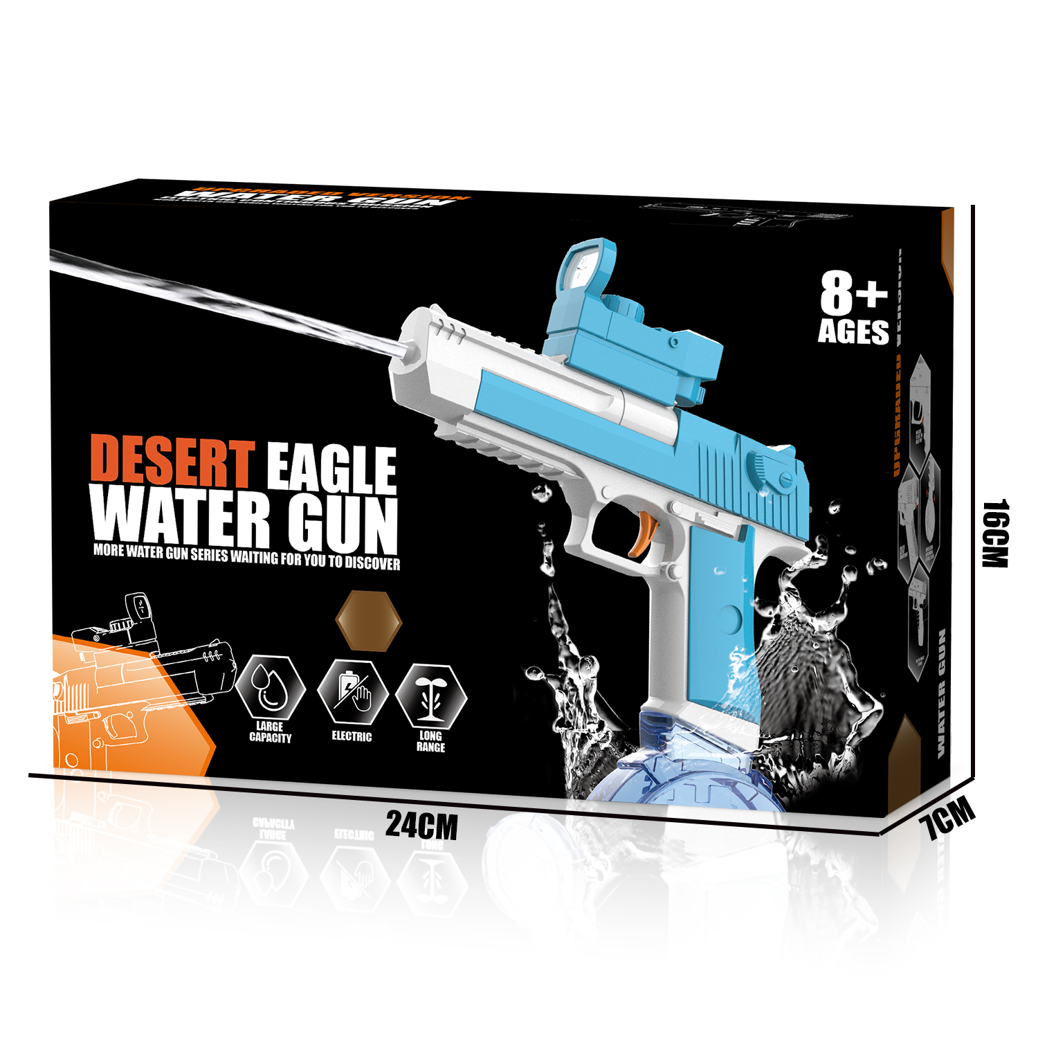 777-2  Electric continuous-firing Desert Eagle water gun (drum magazine version)