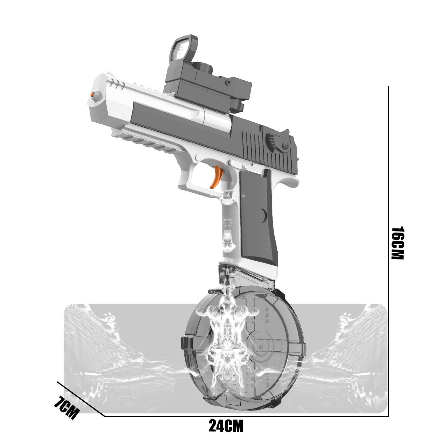 777-2  Electric continuous-firing Desert Eagle water gun (drum magazine version)
