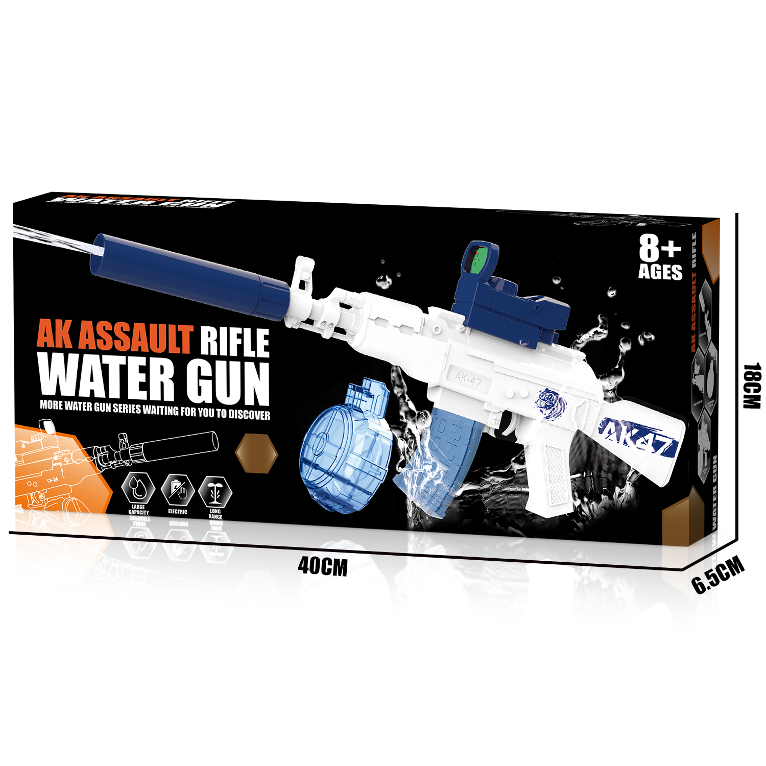 777-6 Electric continuous firing AK47 water gun (magazine+drum version)
